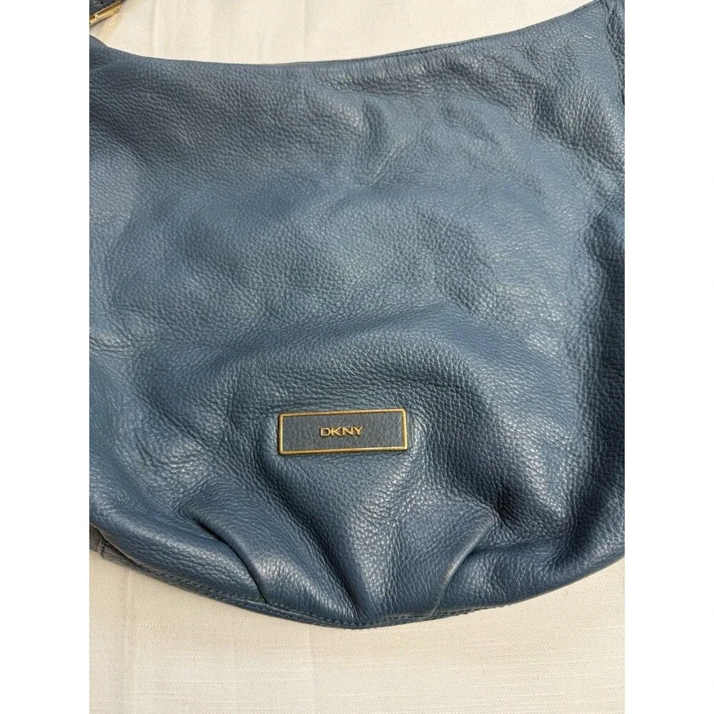 DKNY Donna Karen New York Pebble Leather Ocean Blue Hobo Shoulder Bag